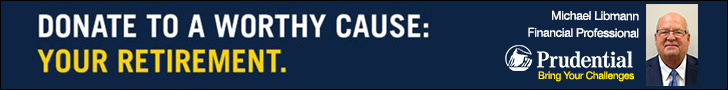 Prudential banner ad reading "Donate to a worthy cause: your retirement."